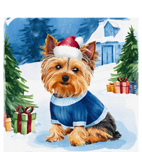 Christmas Yorkshire Terrier Dog Santa Hat In Xmas Snow Long Sleeve Shirt