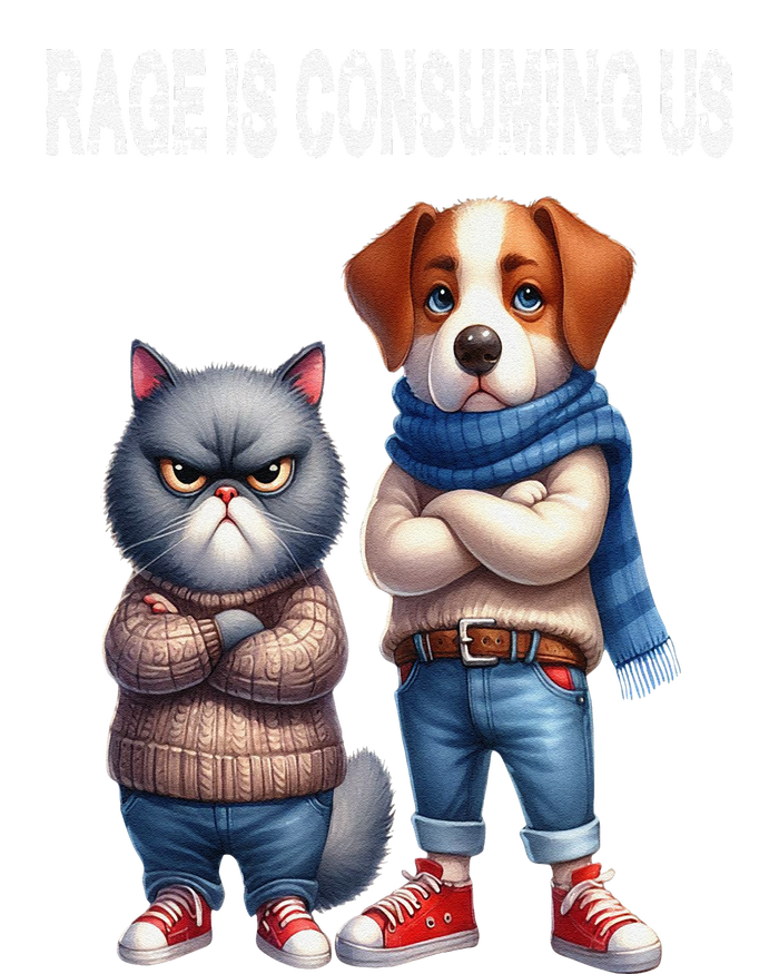 Cat & Dog Silly Staring Rage Is Consuming Us T-Shirt