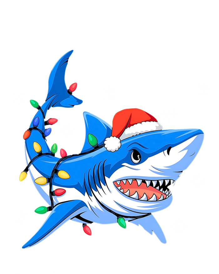 Merry Sharkmas Santa Hat Lights Funny Christmas Snowflakes Gift Tall Hoodie