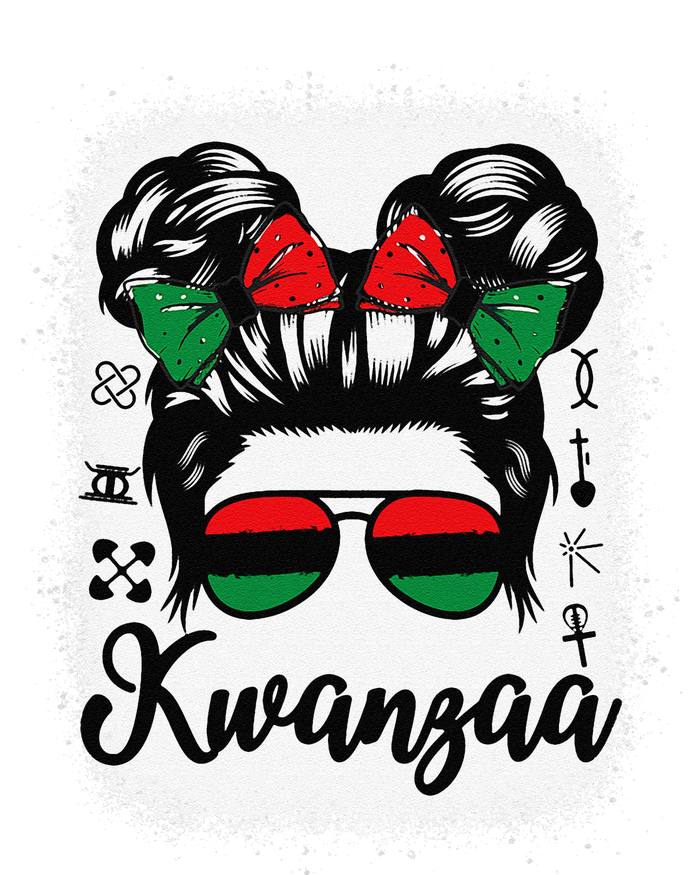 Kwanzaa Women Messy Bun Kwanzaa Seven Principles T-Shirt