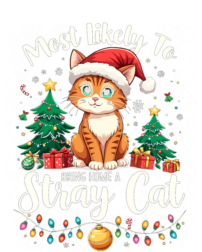 Most Likely To Bring Home A Stray Cat Christmas Santa Hat Cool Gift T-Shirt