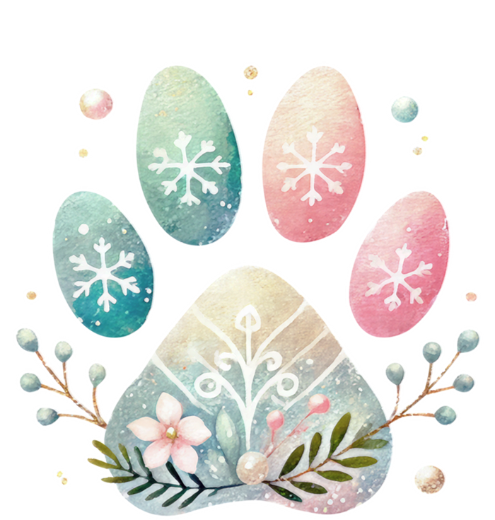 Pastel Winter Paw Print With Snowflakes And Florals Gift Sweatshirt