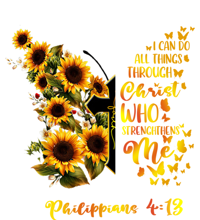 Philippians 4:13 Sunflower Butterfly Faith Christian Bible Gift T-Shirt