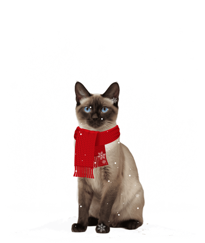 Funny Siamese Cat Wearing Ugly Christmas Scarf Xmas Cute Gift Tall Long Sleeve T-Shirt