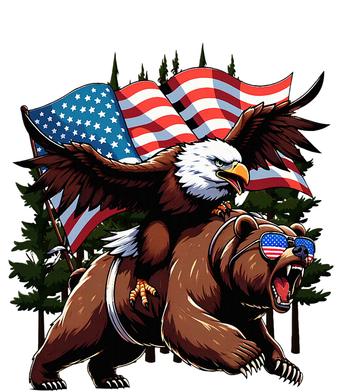 4th July Patriotic Bear Eagle American Usa Flag T-Shirt