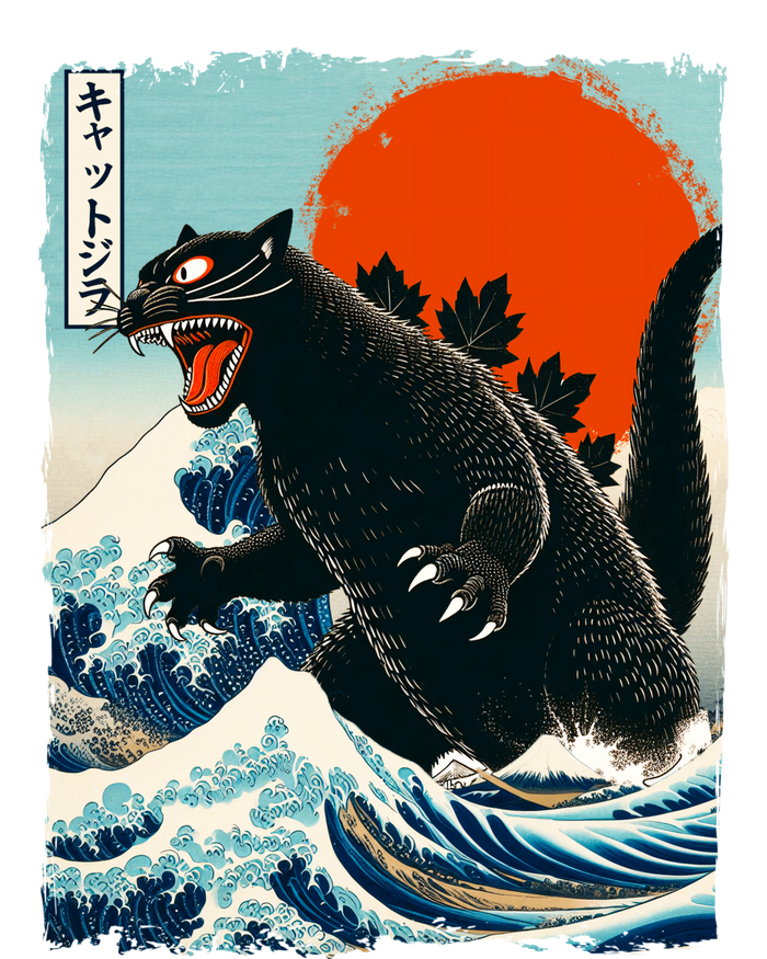 Catzilla Cat Japanese Art Cat Gift Poster