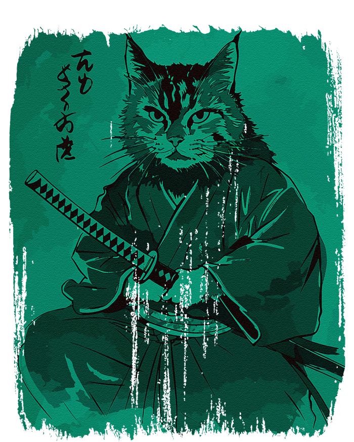 Epic Samurai Cat Warrior Ukiyo Ink Anime Vintage Art Style Mousepad