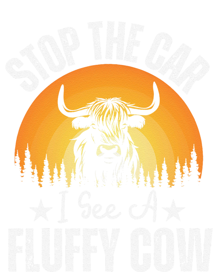 Stop The Car I See A Fluffy Cow Retro Highland Cow Lover T-Shirt