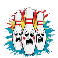 Scared Bowling Pins Cartoon Characters Bowler Colorful Sport T-Shirt