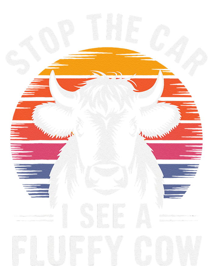 Stop The Car I See Fluffy Cow Retro Highland Cow Lover Funny T-Shirt