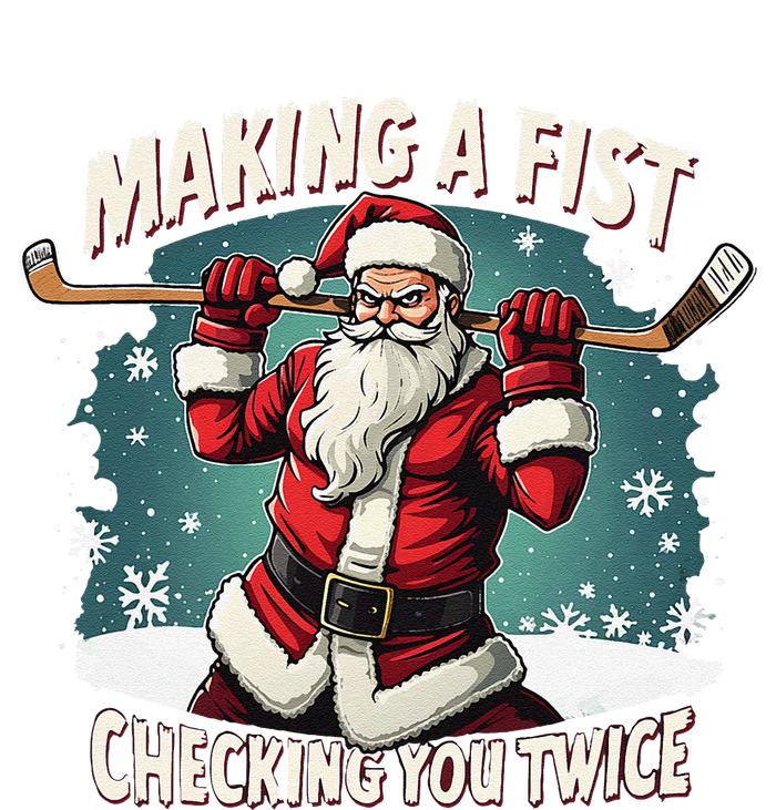 Making A Fist Checking You Twice Ugly Christmas Santa Hockey Long Sleeve Shirt