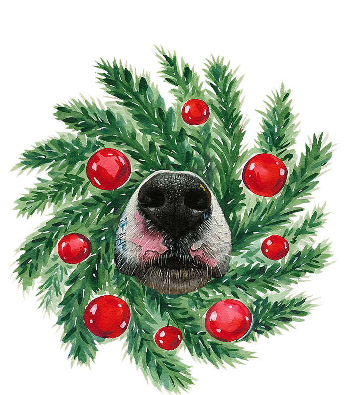 Cute Husky Dog Nose Christmas Wreath Dog Mom Dog Lover T-Shirt