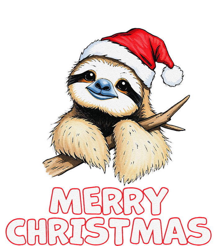 Cute Sloth Merry Christmas Santa Hat Holiday Design T-Shirt