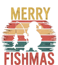 Merry Fishmas Santa Fishing Vintage Sunset Christmas Funny Gift T-Shirt