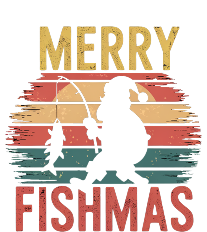 Merry Fishmas Santa Fishing Vintage Sunset Christmas Funny Gift T-Shirt