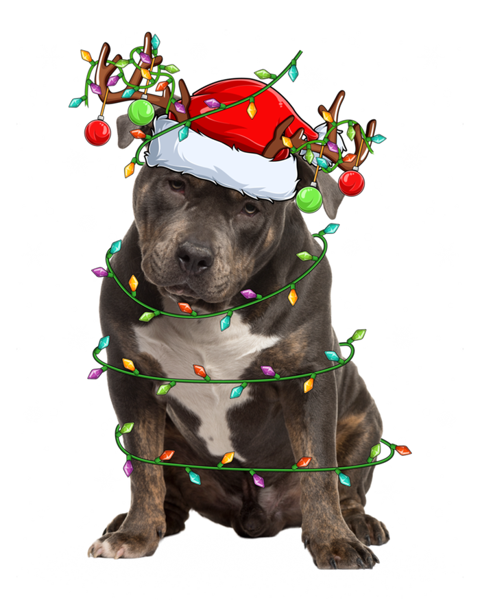 Pitbull Dog Lover Xmas Holiday Light Santa Pitbull Christmas Gift T-Shirt