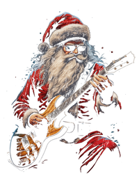 Rock Guitar Santa Claus Playing Guitar Funny Christmas Gift Poster