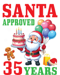 Santa Holding Birthday Cake And Balloons Approved 35 Years Old Great Gift Pom Pom 12in Knit Beanie