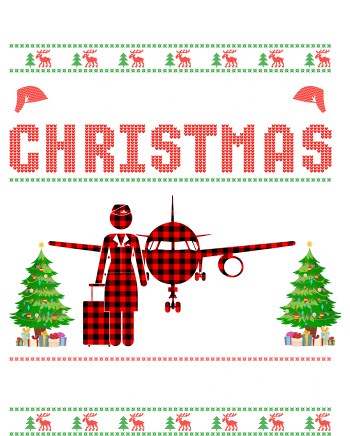 This Is My Christmas Pajama Flight Attendant Ugly Gift Ladies Long Sleeve Shirt