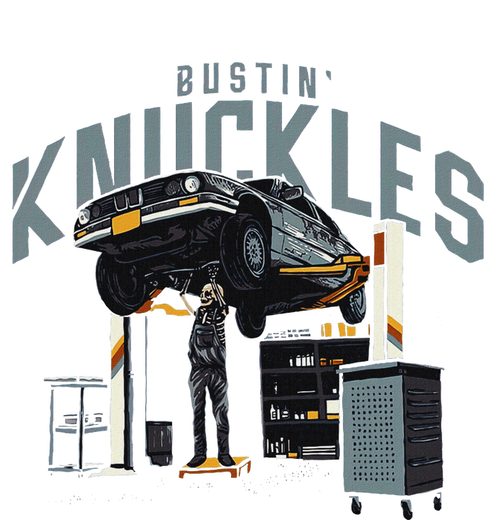 Bustin Knuckles Skeleton Auto Mechanic Humor Full Zip Hoodie