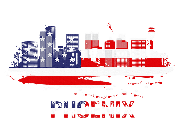 Usa American Flag Cityscape Phoenix Arizona Skyline Cooling Performance Crew T-Shirt