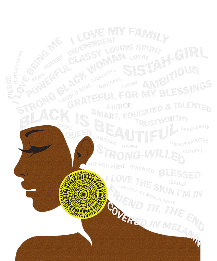 Black Is Beautiful Words In Natural Hair Afro Black Woman T-Shirt