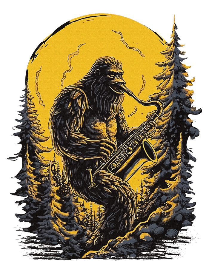 Bigfoot Playing Saxophone Aesthetic Sasquatch Saxophone Impact Tech Backpack