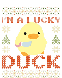 Funny Duck With Knife Meme IM A Lucky Duck Ugly Christmas Gift Women's Racerback Tank