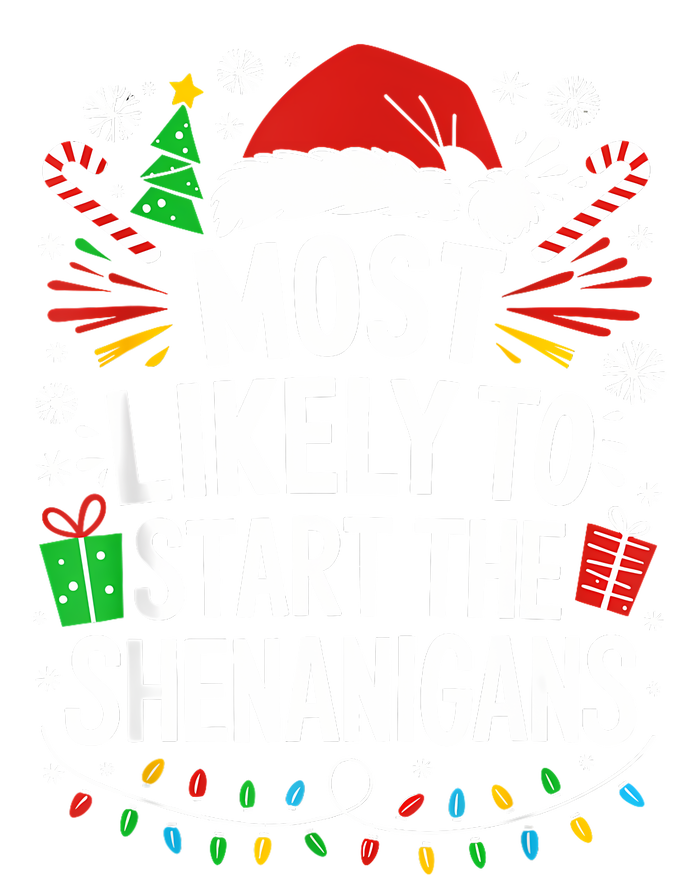 Most Likely To Start The Shenanigans Family Christmas Women's Crop Top Tee