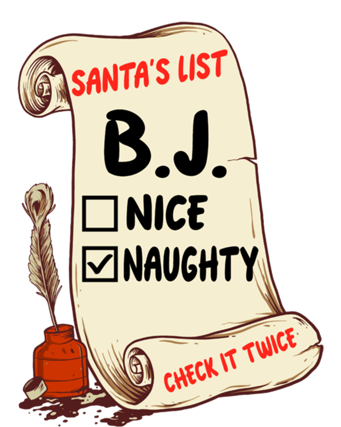 Bj B J Name Santa Naughty Nice List Funny Xmas Cute Gift T-Shirt