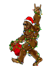 Santa Bigfoot Christmas Lights Rock Funny Sasquatch Believe T-Shirt