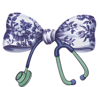 Cute Gift Floral Blue Coquette Bow Stethoscope Nurse Doctor Pajama Set