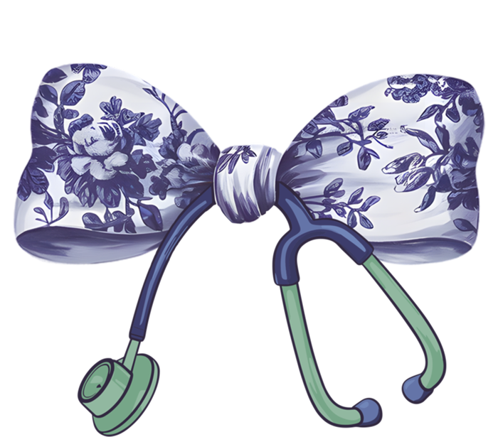 Cute Gift Floral Blue Coquette Bow Stethoscope Nurse Doctor Pajama Set