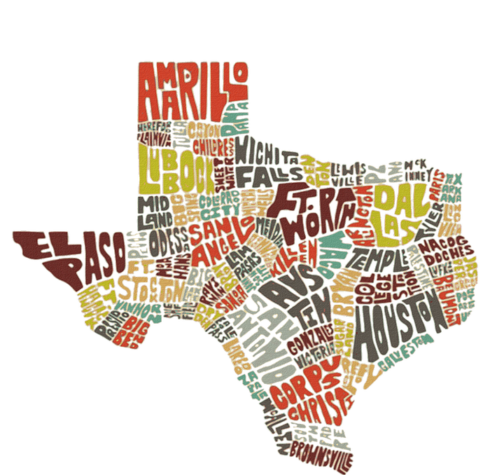 Collage Of Texas States Artistic Texas T-Shirt