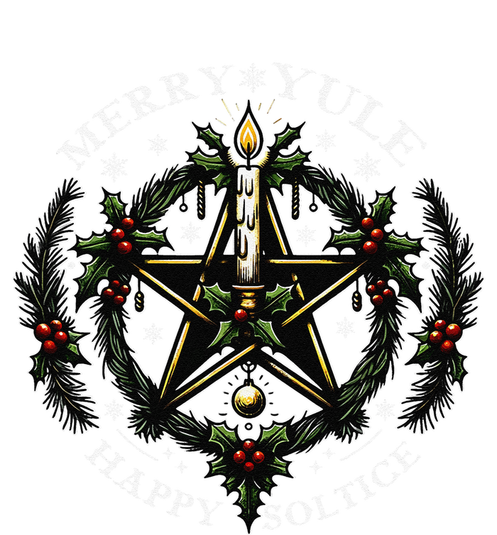 Merry Yule Happy Solstice Holly Christmas Pagan Pentagram Gift T-Shirt