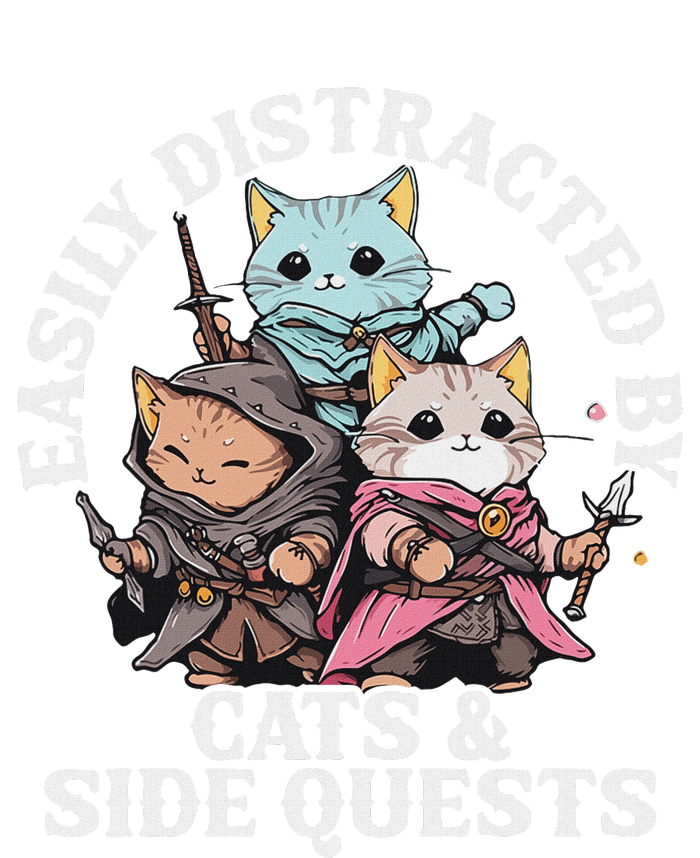 Rpg Gamer Cats Side Quest Distracted Nerdy Tabletop T-Shirt