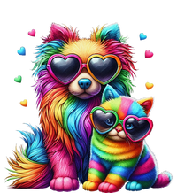 Rainbow Cute Dog & Cat Wearing Glasses Heart Puppy & Kitten T-Shirt