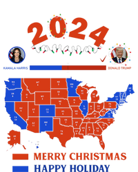 2024 Electoral Map Merry Christmas Trump Landslide Holiday Women's Long Sleeve Flannel Pajama Set 