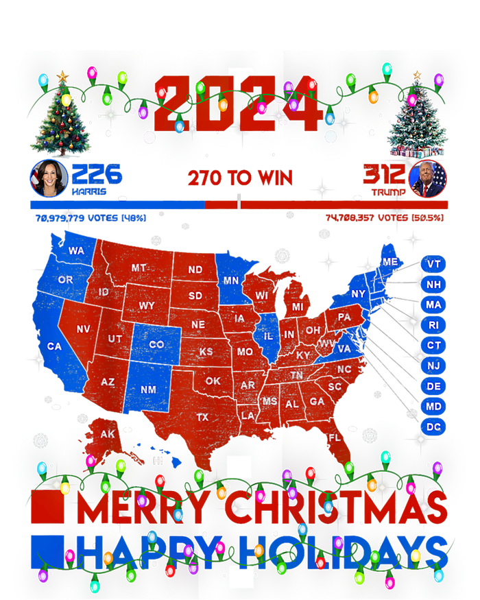 2024 Electoral Map Merry Christmas Trump Landslide Holiday Long Sleeve Pajama Set