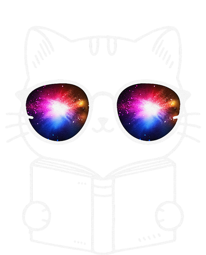 White Nerd Cat With Galactic Lenses And Book T-Shirt