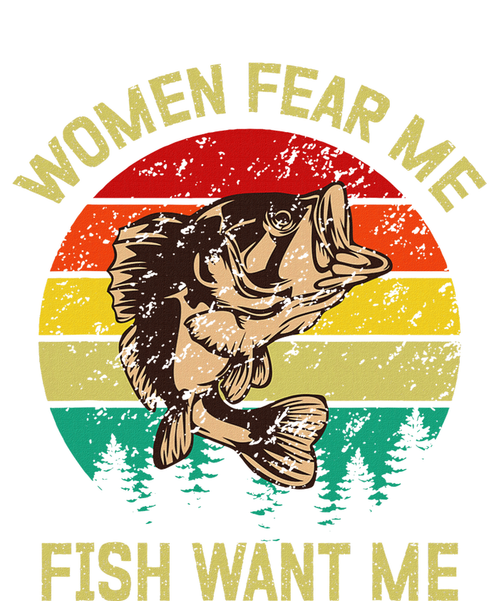 Retro Funny Vintage Fish Bass Want Me Women Fear Me Fishing Long Sleeve Shirt