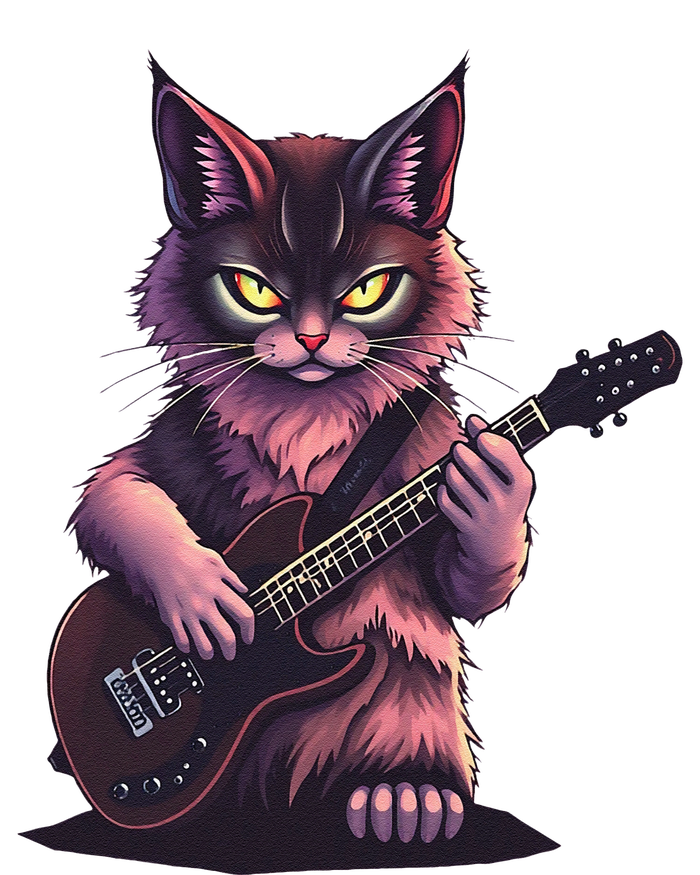 Rock Cat Playing Guitar Funny Guitar Cat T-Shirt