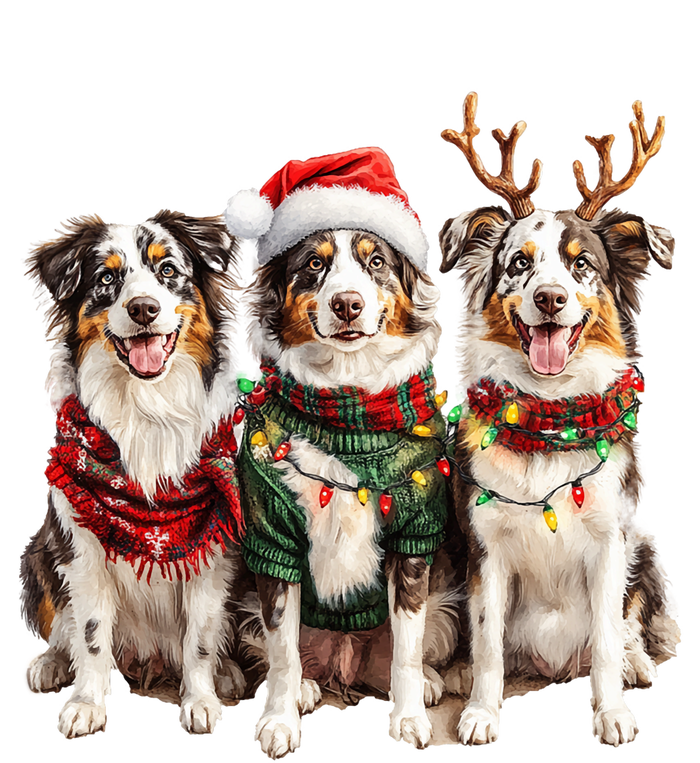 Australian Shepherd Reindeer Christmas Lights Dog Lover Xmas T-Shirt