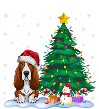 Basset Hound Dog Xmas Tree Lights Reindeer Hat Christmas T-Shirt