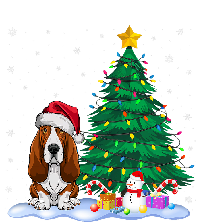 Basset Hound Dog Xmas Tree Lights Reindeer Hat Christmas T-Shirt