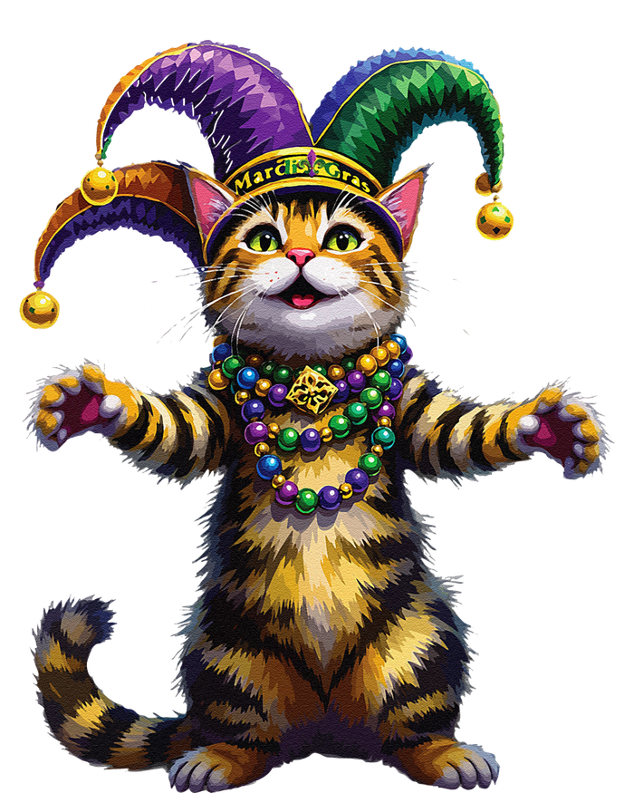 Meowdy Gras Cat Kitten Beads Mask Colorful Mardi Gras Party T-Shirt