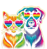 Rainbow Cute Dog & Cat Wearing Glasses Heart Puppy & Kitten T-Shirt