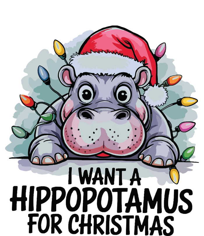 I Want A Hippopotamus For Christmas Hippo Christmas Lights T-Shirt