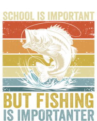 School Is Important But Fishing Is Importanter Funny Fishing Gift Button