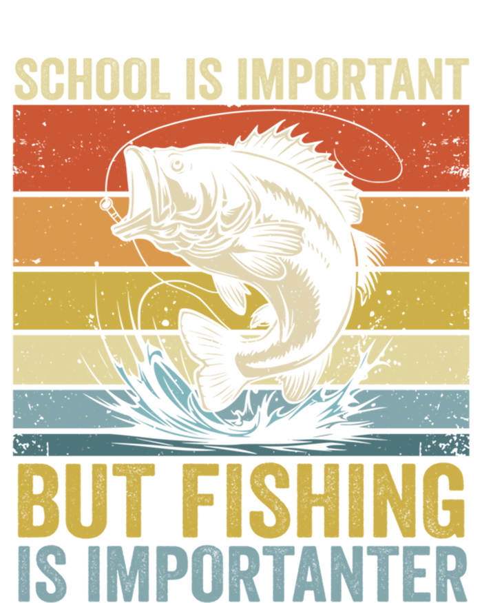 School Is Important But Fishing Is Importanter Funny Fishing Gift Button